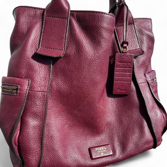 Fossil burgundy emerson satchel leather bag - Picture 2 of 7
